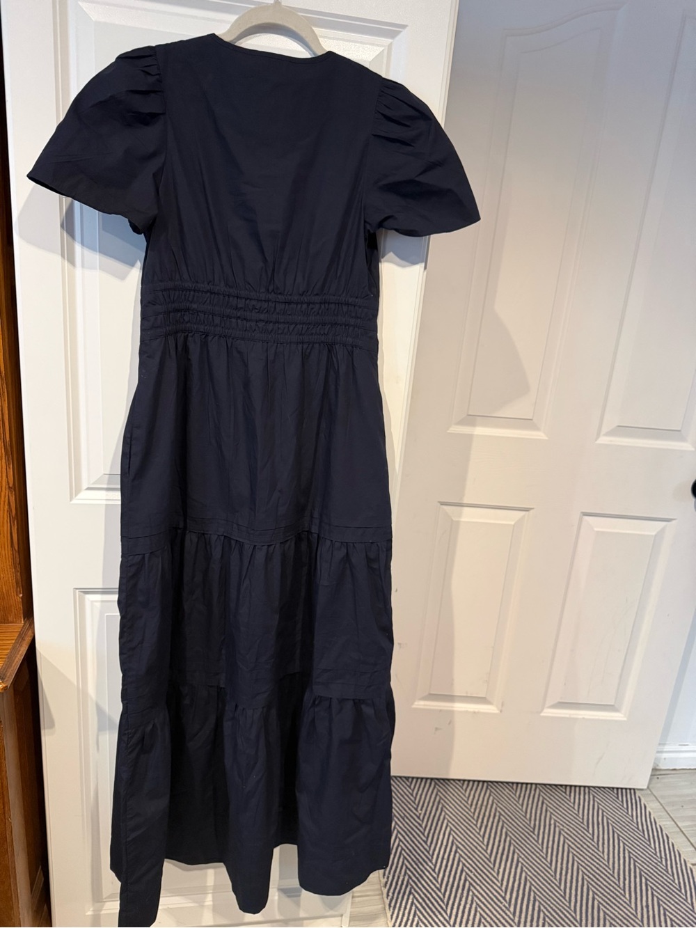 Quince Navy Puff-Sleeve Tiered Maxi Dress - Picture 4 of 7